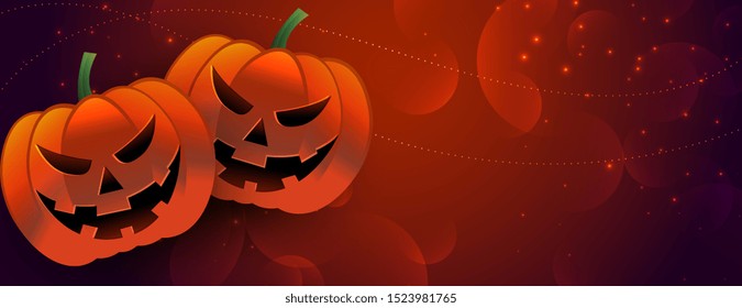 halloween scary pumpkin banner with text space