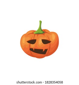 Halloween scary pumpkin. Cartoon vector spooky creepy pumpkin illustration.