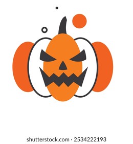 Halloween scary pumpkin with evil face, Vector