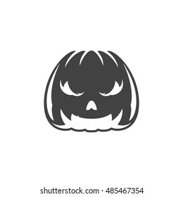 Halloween scary pumpkin face design element isolated on white vector illustration