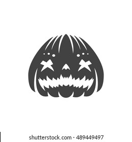 Halloween scary pumpkin face design element isolated on white vector illustration
