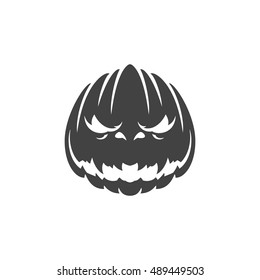 Halloween scary pumpkin face design element isolated on white vector illustration