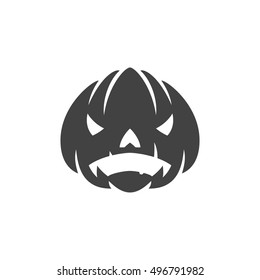 Halloween scary pumpkin face design element isolated on white vector illustration