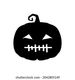 Halloween scary pumpkin in flat style Holiday cartoon concept
