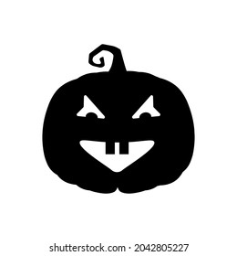 Halloween scary pumpkin in flat style Holiday cartoon concept
