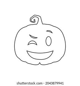 Halloween scary pumpkin in flat style Holiday cartoon concept