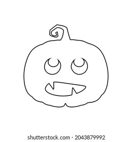 Halloween scary pumpkin in flat style Holiday cartoon concept