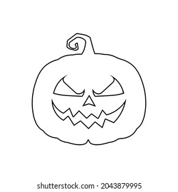 Halloween scary pumpkin in flat style Holiday cartoon concept