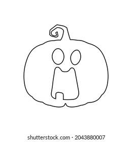 Halloween scary pumpkin in flat style Holiday cartoon concept
