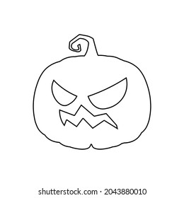 Halloween scary pumpkin in flat style Holiday cartoon concept