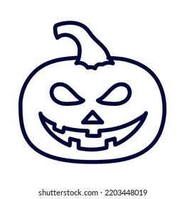 halloween scary pumpkin linear isolated icon
