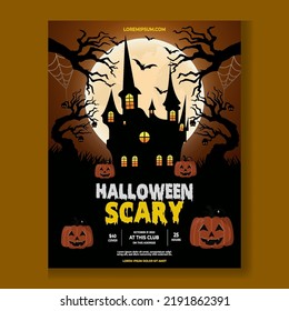 Halloween Scary with Pumpkin Poster Design