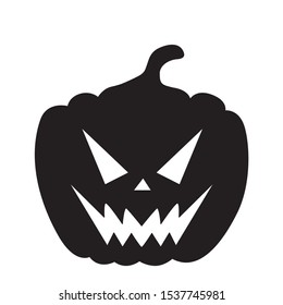 Halloween scary pumpkin silhouette. Vector spooky pumpkin sticker