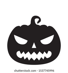 Halloween scary pumpkin silhouette. Vector spooky pumpkin sticker