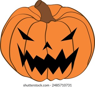 Halloween scary pumpkin with smile. Jack O Lanter illustration vector.