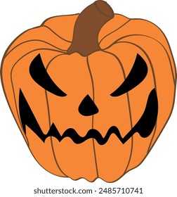 Halloween scary pumpkin with smile. Jack O Lanter illustration vector.