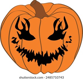 Halloween scary pumpkin with smile. Jack O Lanter illustration vector.