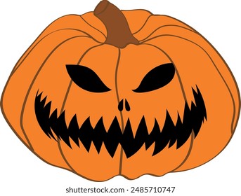 Halloween scary pumpkin with smile. Jack O Lanter illustration vector.