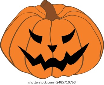 Halloween scary pumpkin with smile. Jack O Lanter illustration vector.