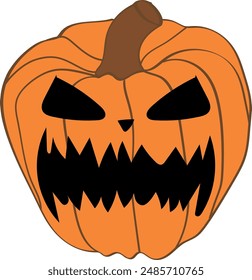 Halloween scary pumpkin with smile. Jack O Lanter illustration vector.