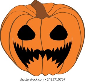 Halloween scary pumpkin with smile. Jack O Lanter illustration vector.