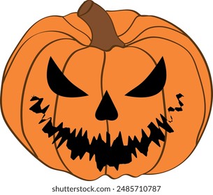 Halloween scary pumpkin with smile. Jack O Lanter illustration vector.