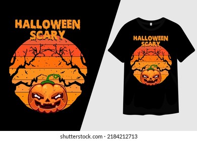 Halloween Scary Pumpkin T Shirt Design