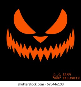 Halloween scary pumpkin template. Jack-o-lantern stencil layout. Design for cover brochures, flyer, party and greeting card. Vector illustration.