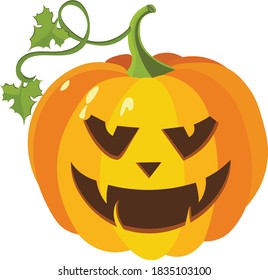 Halloween scary pumpkin.  vector spooky creepy pumpkin