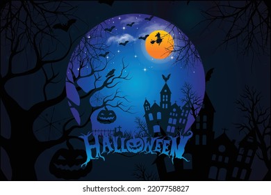 Halloween scary pumpkin witches t-shirt design