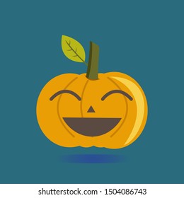 Halloween scary pumpkins designs vector. Flat style vector spooky creepy pumpkins. Happy Halloween design elements. Halloween logos, badges, labels, icons, objects, emoticon. Vector illustration.