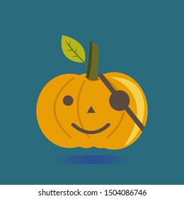 Halloween scary pumpkins designs vector. Flat style vector spooky creepy pumpkins. Happy Halloween design elements. Halloween logos, badges, labels, icons, objects, emoticon. Vector illustration.