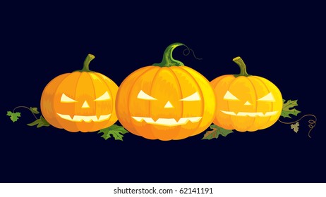 Halloween scary pumpkins, illustration for Halloween holiday