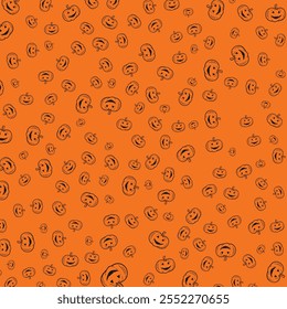 Halloween abóboras assustador padrão doodle fundo. Ilustração vetorial