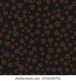 Fondo de garabatos de patrón de calabazas de miedo de Halloween. Ilustración vectorial