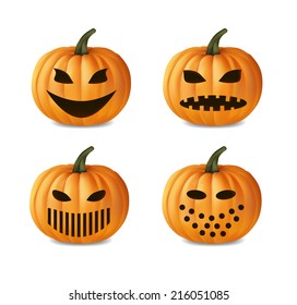 Halloween scary pumpkins set, vector eps10 illustration.