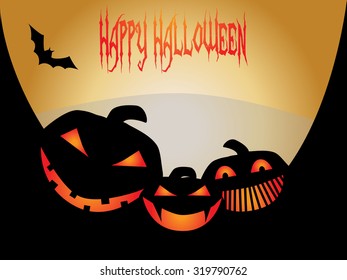 Halloween scary pumpkins silhouette background