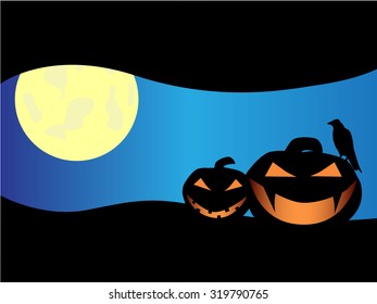 Halloween scary pumpkins silhouette background