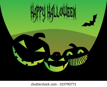 Halloween scary pumpkins silhouette background