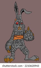 Halloween scary rabbit monster zombie halloween illustration