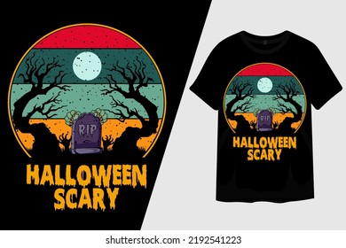 Halloween Scary Retro Vintage T Shirt Design