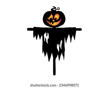 Halloween scary Scarecrow Silhouette Illustration