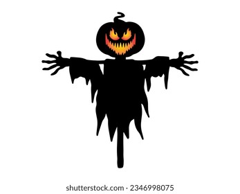 Halloween scary Scarecrow Silhouette Illustration