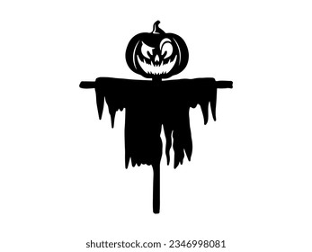 Halloween scary Scarecrow Silhouette Illustration
