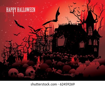 halloween scary scene vector