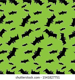 Halloween scary seamless vector pattern with bat nocturnal animal