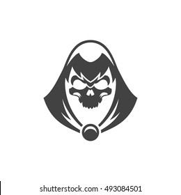 Halloween scary skull design element isolated on white vector illustration