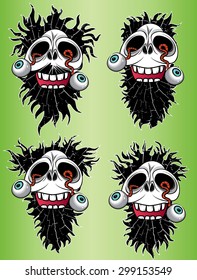 halloween scary skull with eyes coming out design vector illustration
