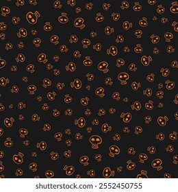 Halloween scary skull skeleton pattern doodle background. Vector illustration