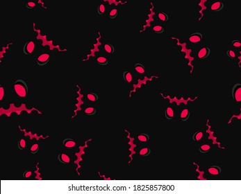 Halloween lächelt nahtloses Muster aus der Dunkelheit. Gruseliges Kürbisgesicht. Feierlicher Hintergrund für Verpackungspapier, Druck, Stoff und Druck. Vektorgrafik